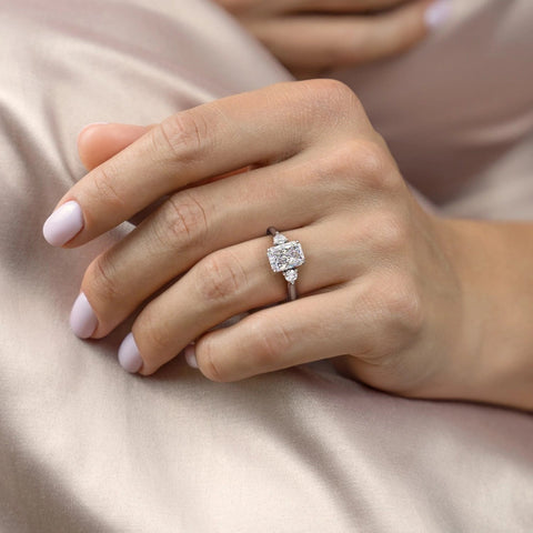 2.10 CT Radiant Cut Three Stone Style Moissanite Engagement Ring 3 2.10 CT Radiant Cut Three Stone Style Moissanite Engagement Ring 3