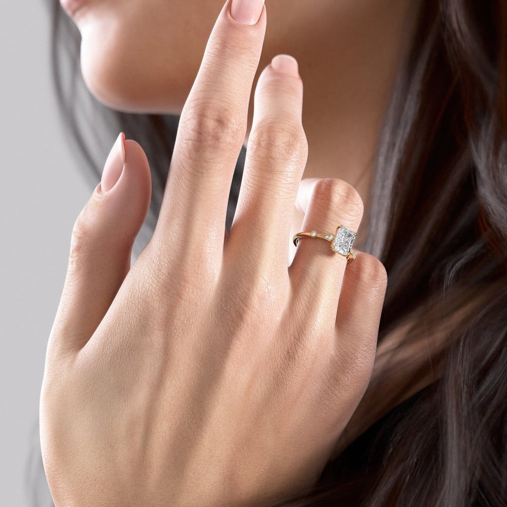 1.04 CT Radiant Cut Pave Moissanite Engagement Ring