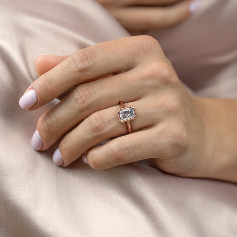 2.1 CT Radiant Cut Bezel Solitaire Moissanite Engagement Ring 2 2.1 CT Radiant Cut Bezel Solitaire Moissanite Engagement Ring 2