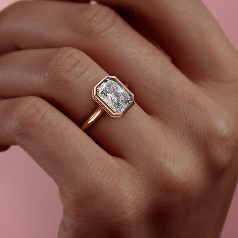 2.1 CT Radiant Cut Bezel Solitaire Moissanite Engagement Ring 7 2.1 CT Radiant Cut Bezel Solitaire Moissanite Engagement Ring 7
