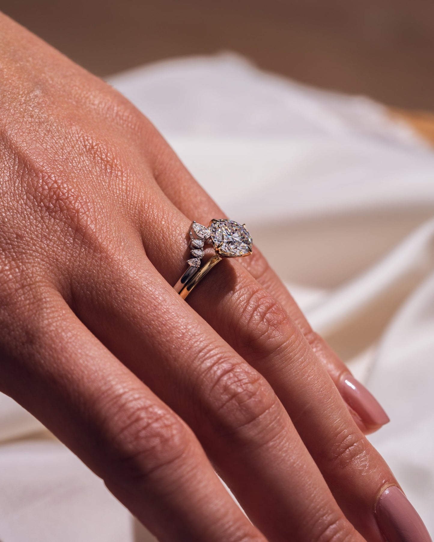 0.34 CT Pear Shaped Cluster Style Lab Grown Diamond Wedding Band