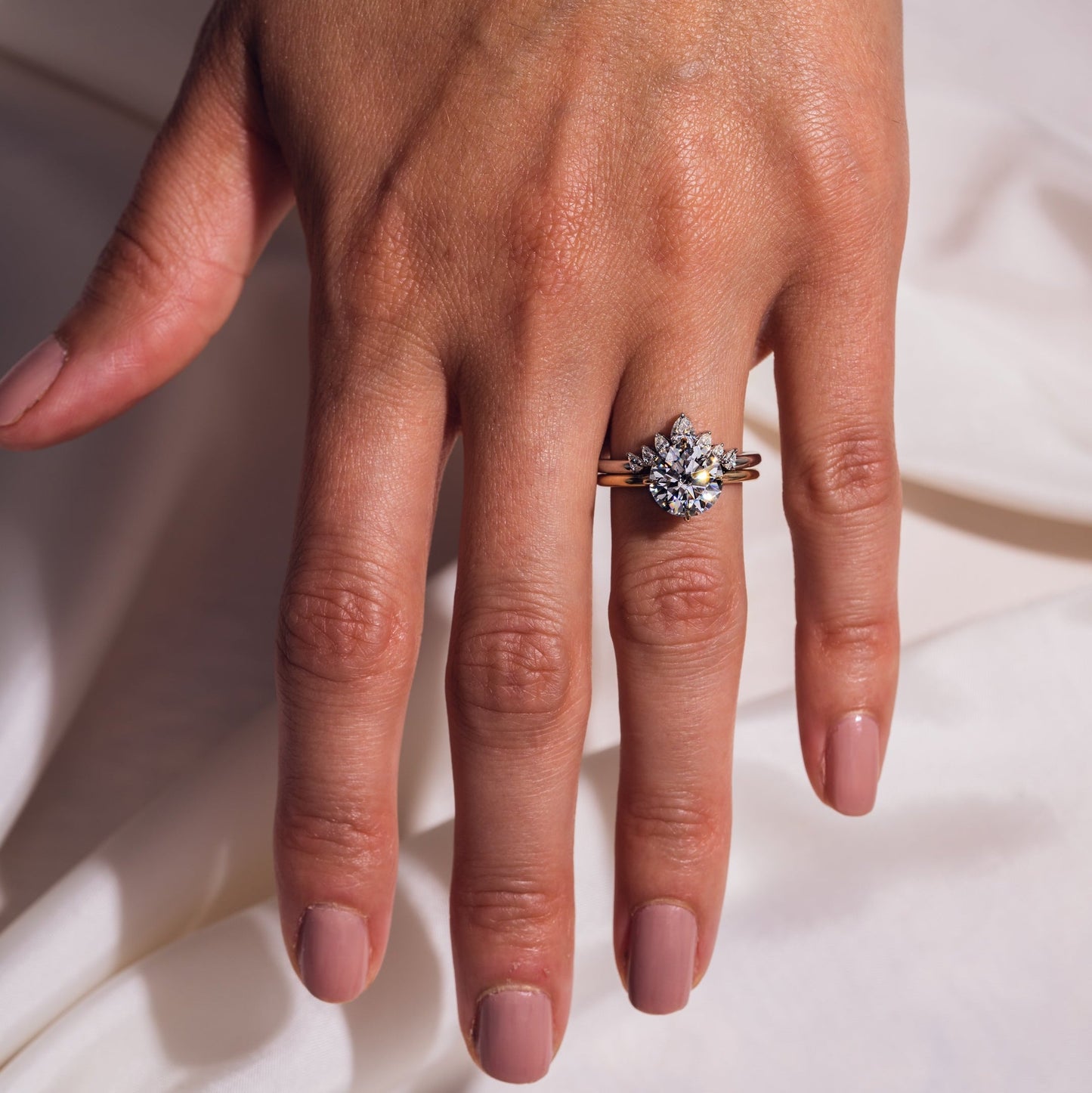 0.34 TCW Pear Curved Lab Grown Diamond Wedding Band