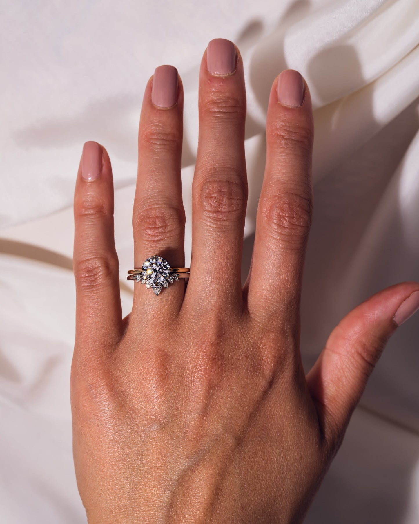 0.34 CT Pear Shaped Cluster Style Lab Grown Diamond Wedding Band