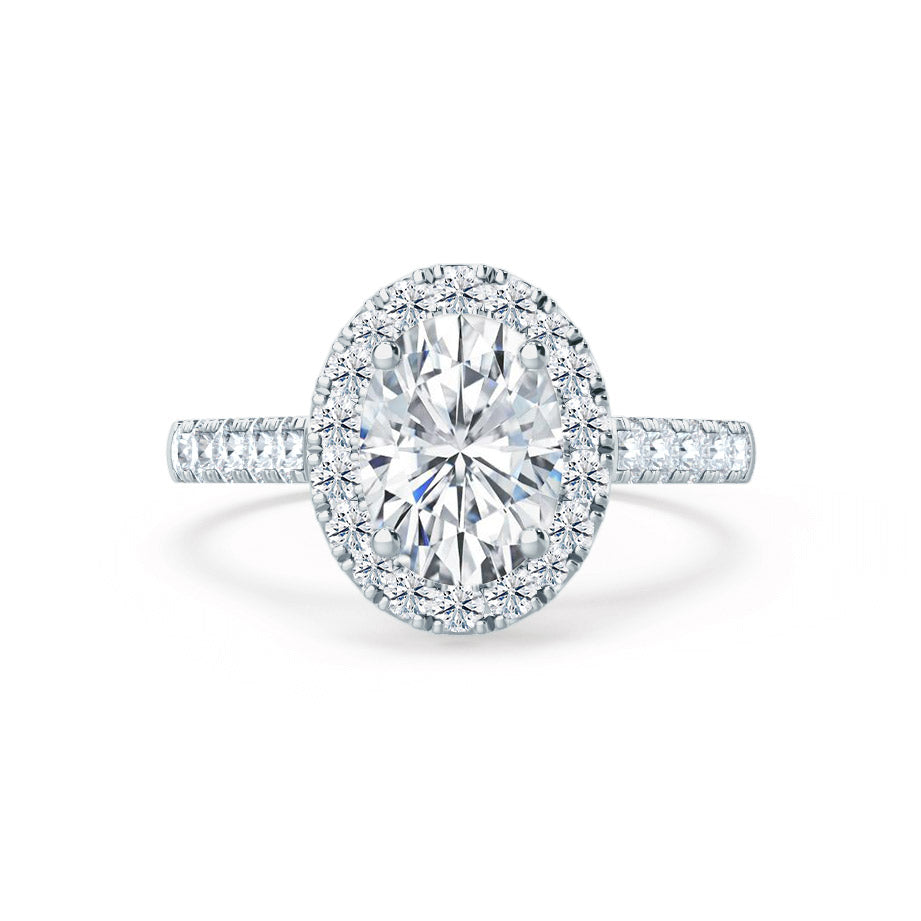 1.50 CT Oval Shaped Moissanite Halo Style Engagement Ring 7 1.50 CT Oval Shaped Moissanite Halo Style Engagement Ring 7