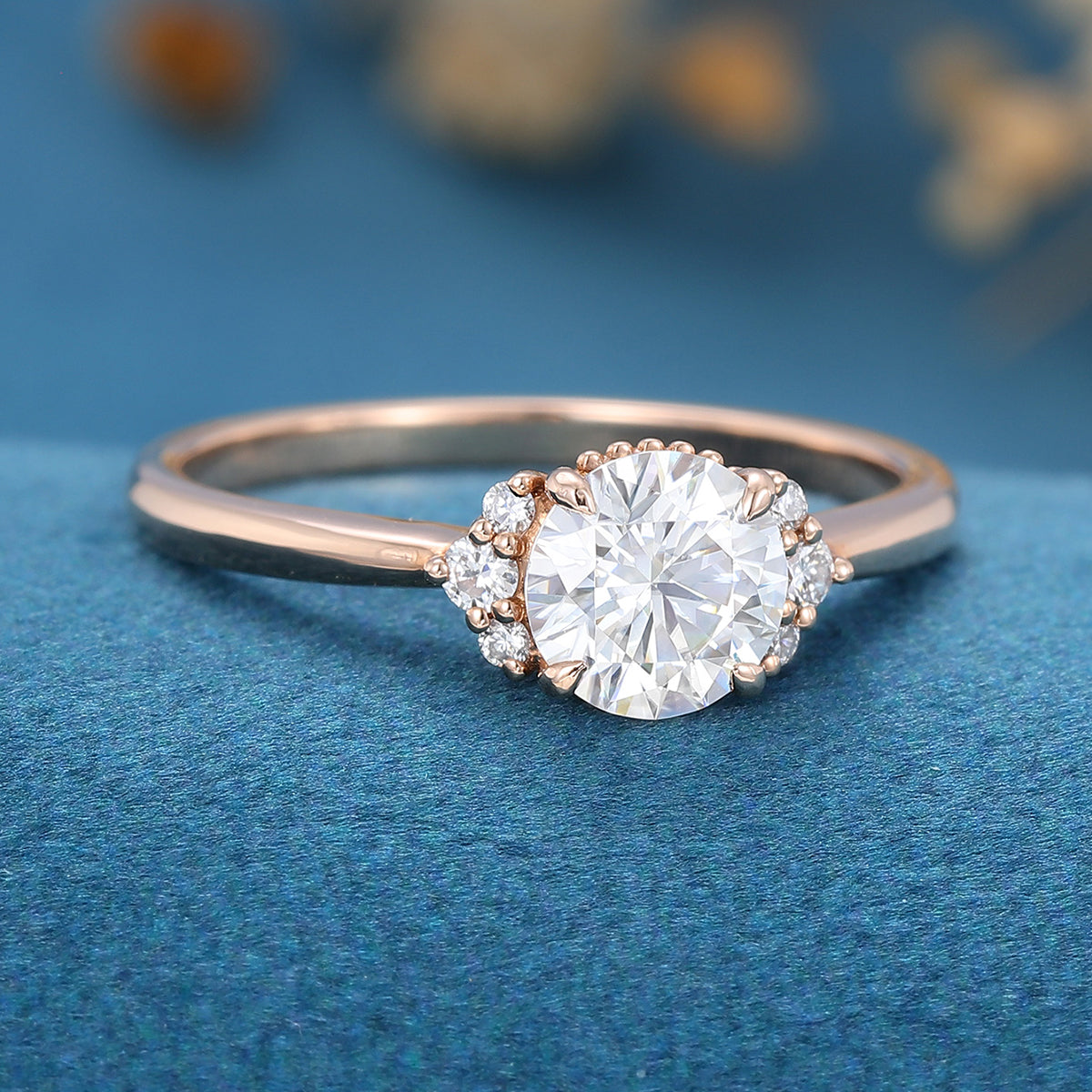 Round Cluster Lab Grown Diamond Engagement Ring