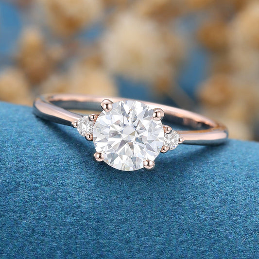 Round Three Stone Lab Grown Diamond Engagement Ring