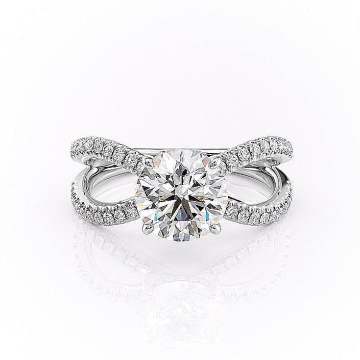 1.35 CT Round Cut Solitaire Unique Pave Setting Moissanite Engagement Ring 10 1.35 CT Round Cut Solitaire Unique Pave Setting Moissanite Engagement Ring 10