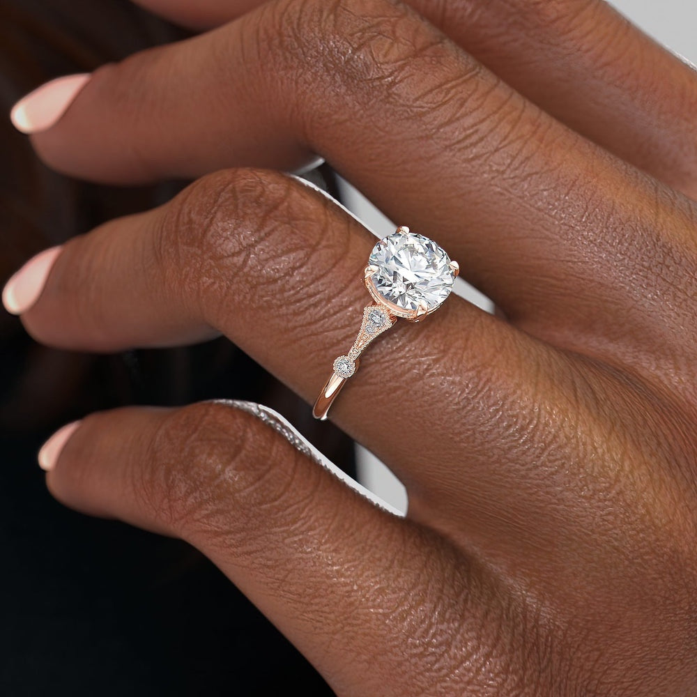 1.35 CT Round Cut Pave Moissanite Engagement Ring