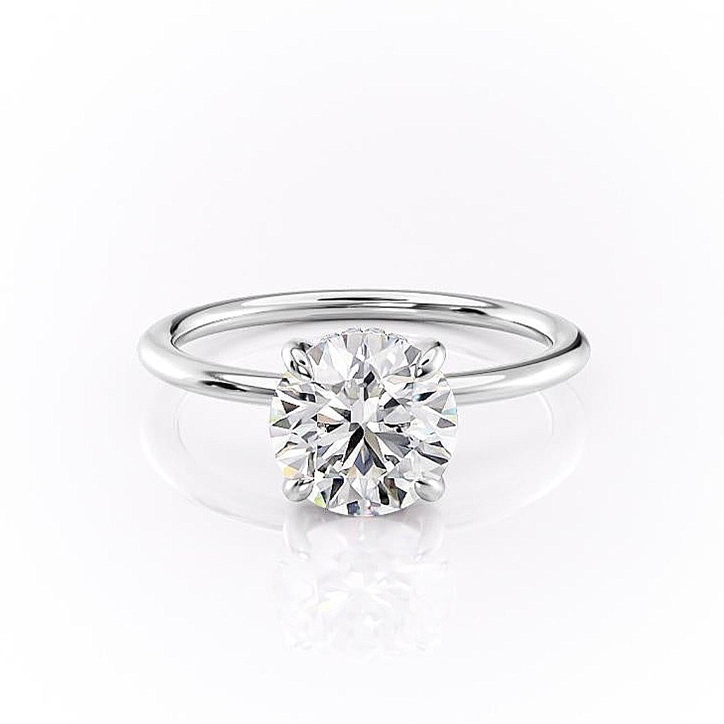 1.6 CT Round Cut Solitaire Hidden Halo Setting Moissanite Engagement Ring 12 1.6 CT Round Cut Solitaire Hidden Halo Setting Moissanite Engagement Ring 12