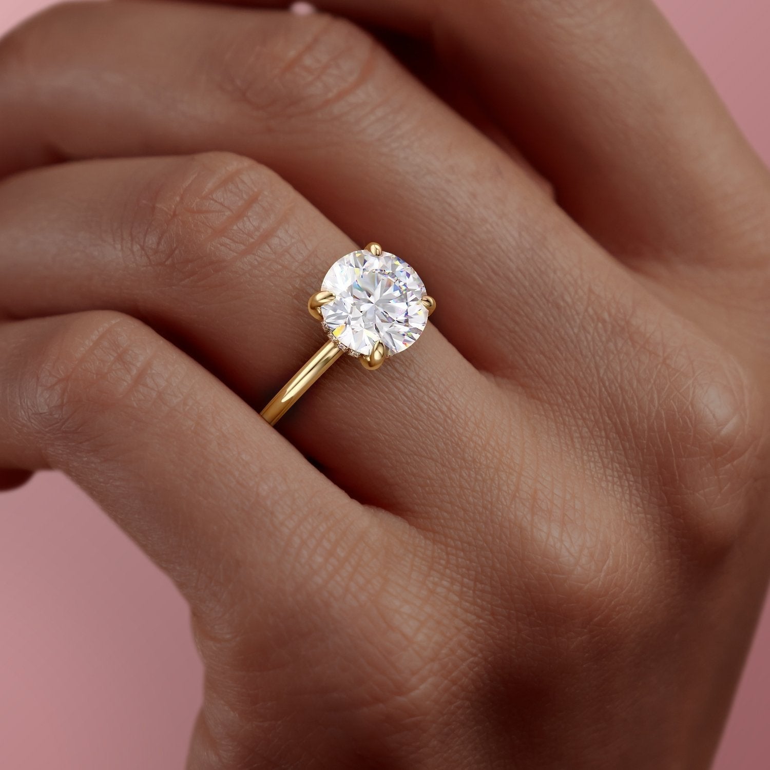1.6 CT Round Cut Solitaire Hidden Halo Setting Moissanite Engagement Ring 8 1.6 CT Round Cut Solitaire Hidden Halo Setting Moissanite Engagement Ring 8