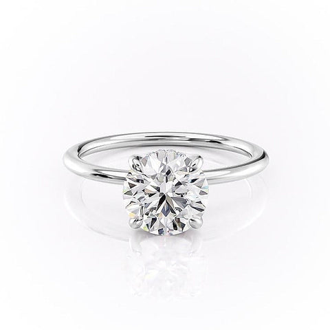1.6 CT Round Cut Solitaire Hidden Halo Setting Moissanite Engagement Ring 12 1.6 CT Round Cut Solitaire Hidden Halo Setting Moissanite Engagement Ring 12