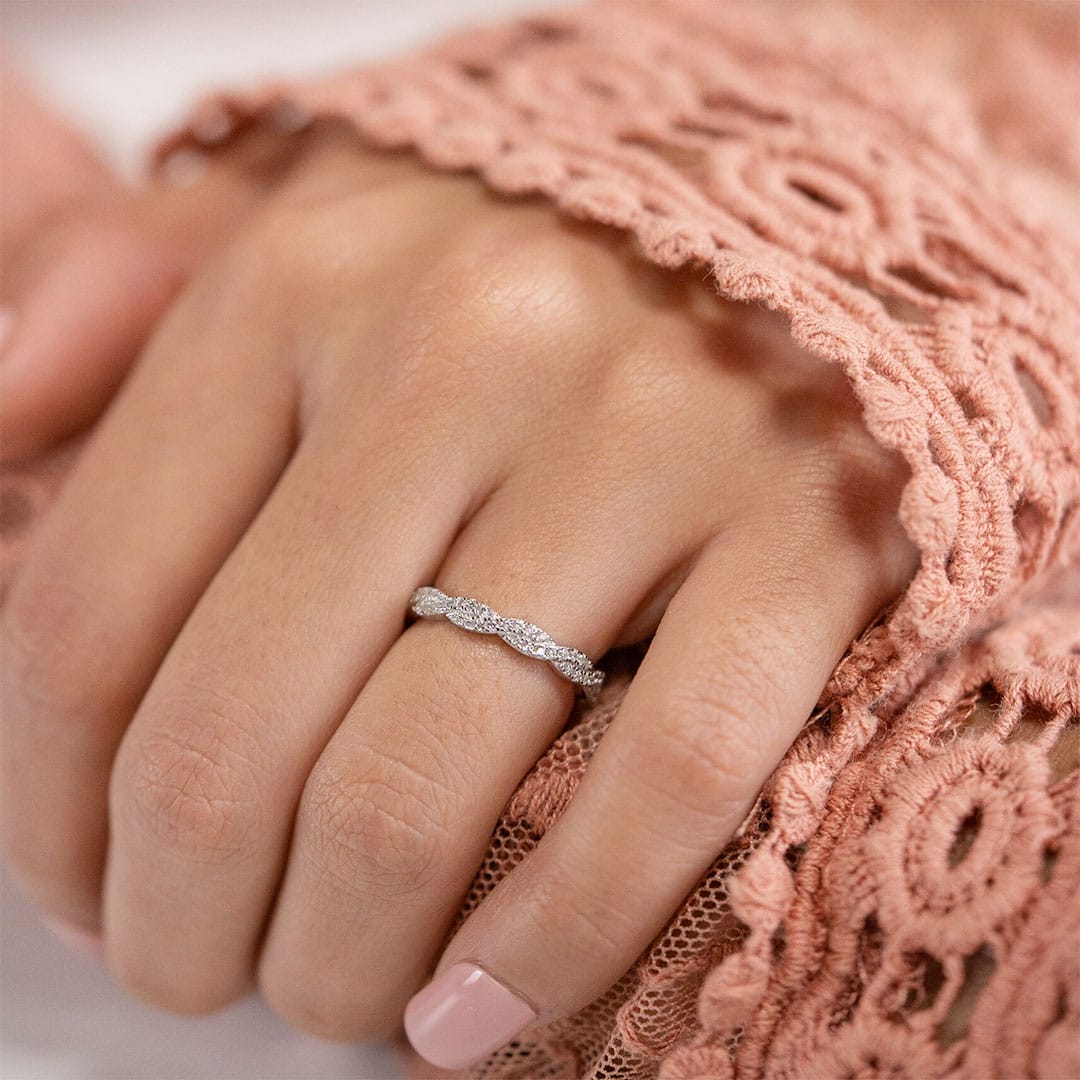 0.34 TCW Round Twisted Style Moissanite Wedding Band 2 0.34 TCW Round Twisted Style Moissanite Wedding Band 2