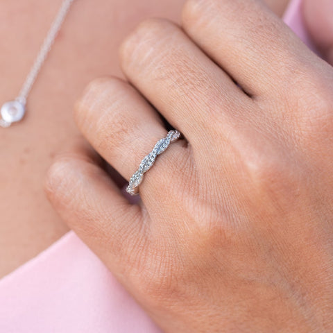 0.34 TCW Round Twisted Style Moissanite Wedding Band 3 0.34 TCW Round Twisted Style Moissanite Wedding Band 3