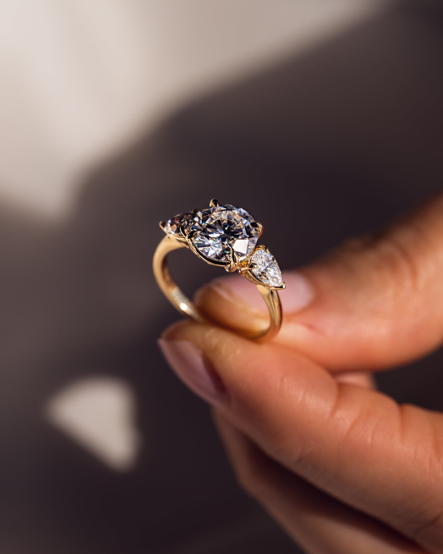 3.08 CT Round Three Stone Lab Grown Diamond Engagement Ring