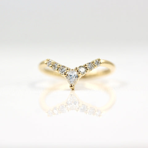 0.31 TCW Round & Pear Cut Curved Moissanite Wedding Band 4 0.31 TCW Round & Pear Cut Curved Moissanite Wedding Band 4