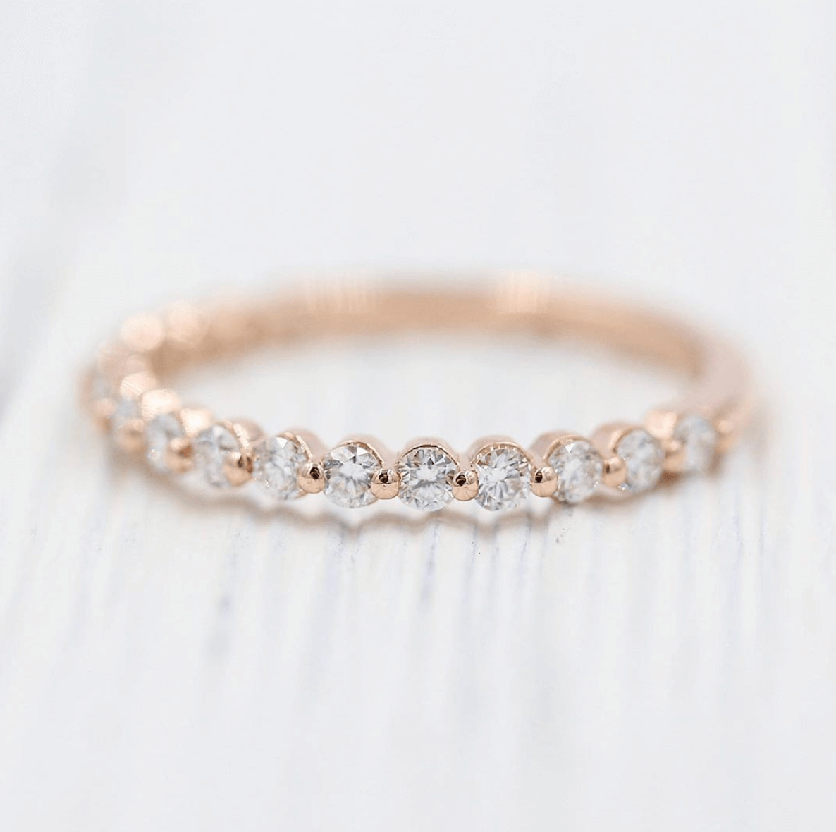 0.35 TCW Round Cut Half Eternity Moissanite Wedding Band 2 0.35 TCW Round Cut Half Eternity Moissanite Wedding Band 2
