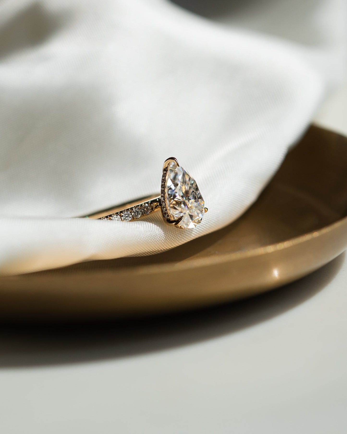 1.93 CT Pear Hidden Halo Pave Lab Grown Diamond Engagement Ring