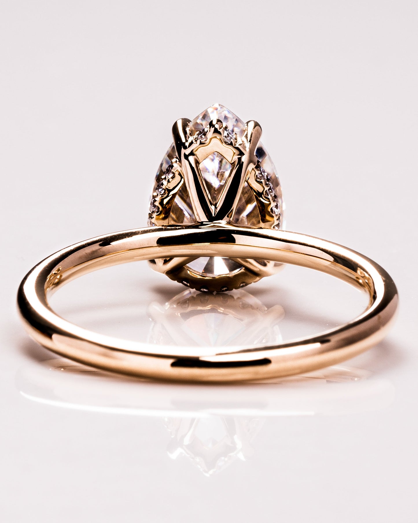 3.09 CT Pear Cut Lab Grown Diamond Engagement Ring With Hidden Halo Setting