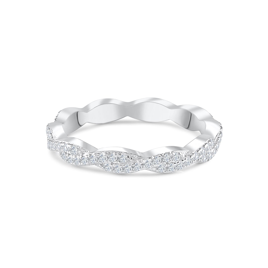 0.34 TCW Round Twisted Style Moissanite Wedding Band 7 0.34 TCW Round Twisted Style Moissanite Wedding Band 7
