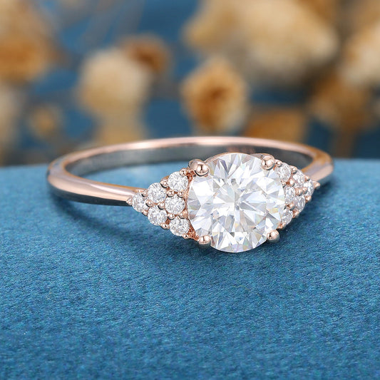 Round Cluster Lab Grown Diamond Engagement Ring