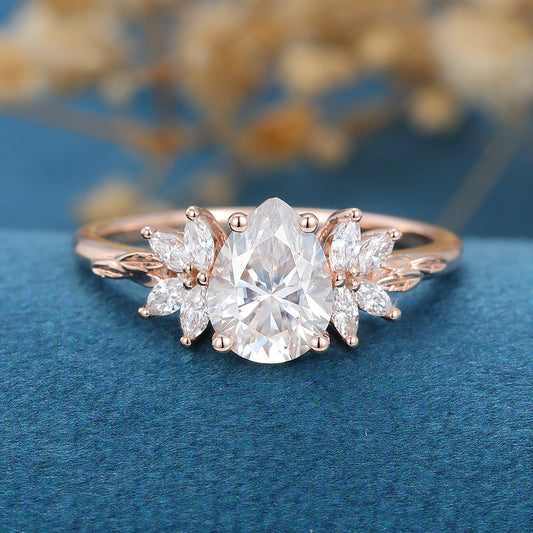 Pear Cluster Lab Grown Diamond Engagement Ring