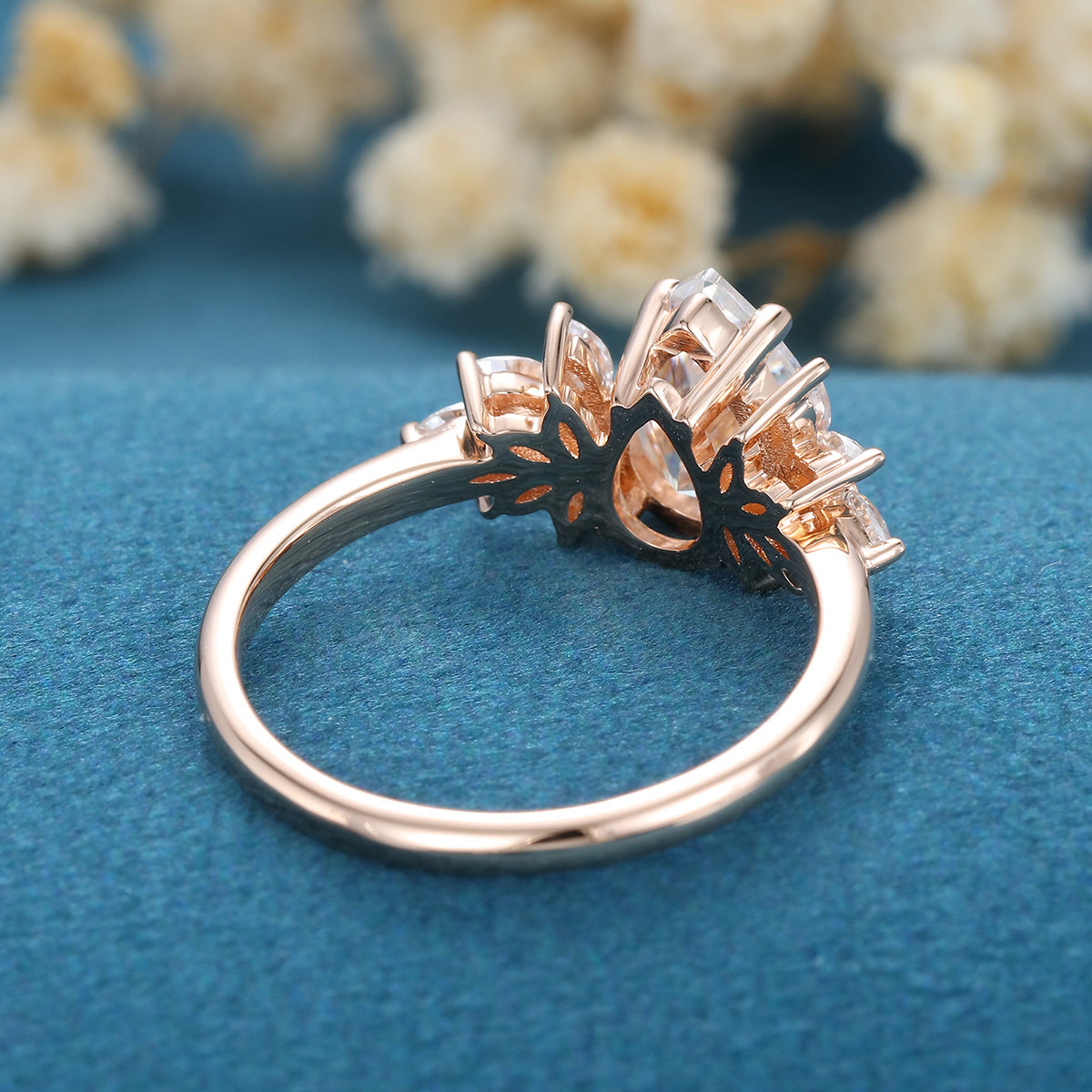 Pear Cluster Lab Grown Diamond Engagement Ring