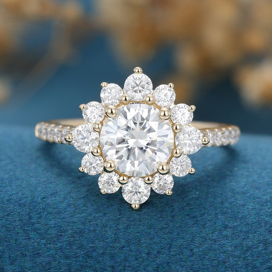 Round Halo & Pave Lab Grown Diamond Engagement Ring