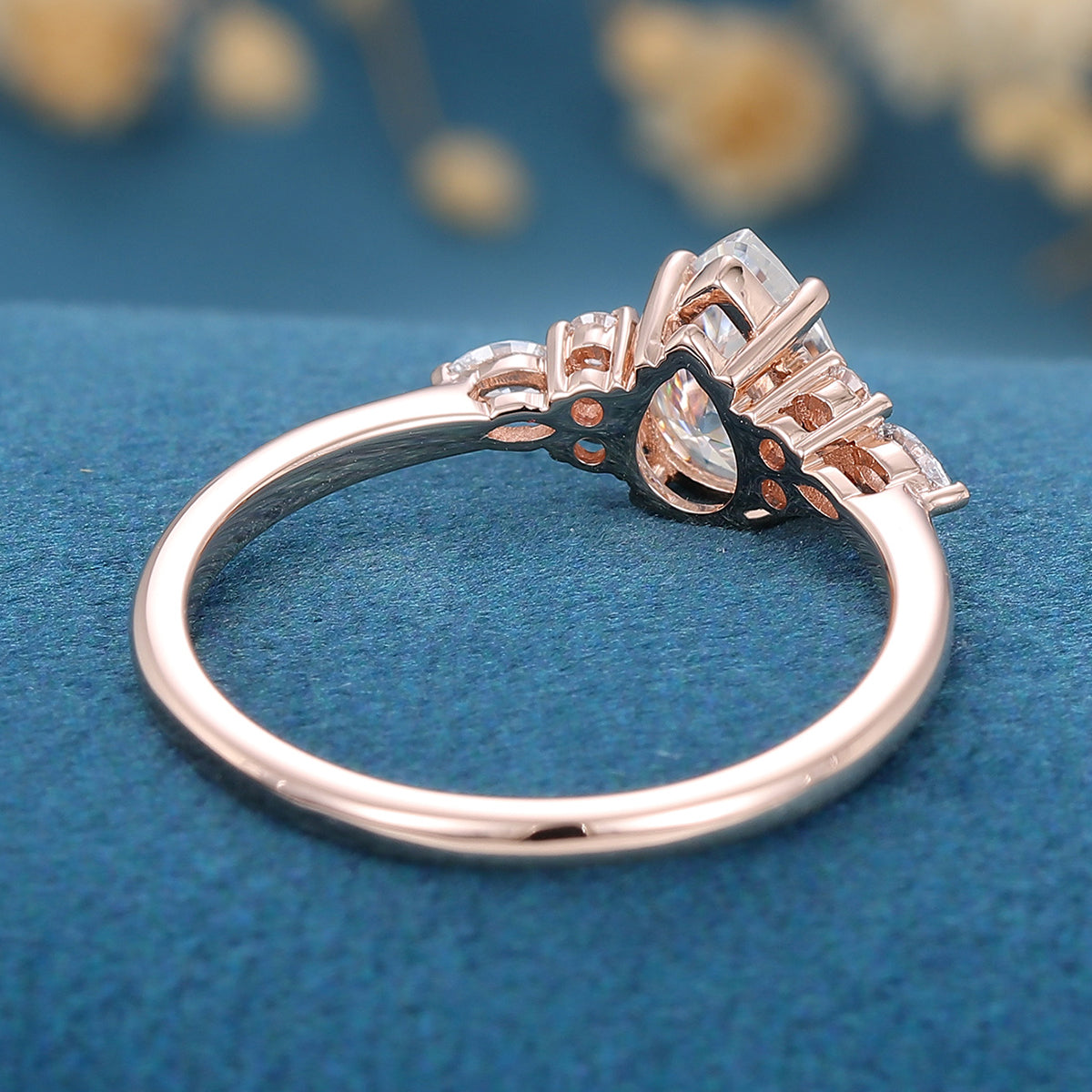 Pear Cluster Lab Grown Diamond Engagement Ring