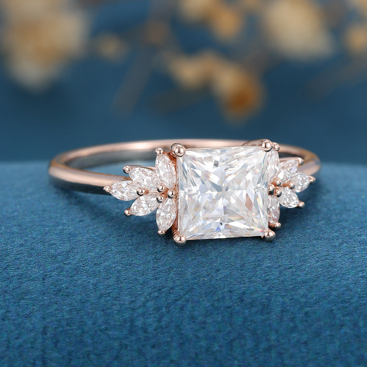 Princess Cluster Lab Grown Diamond Engagement Ring