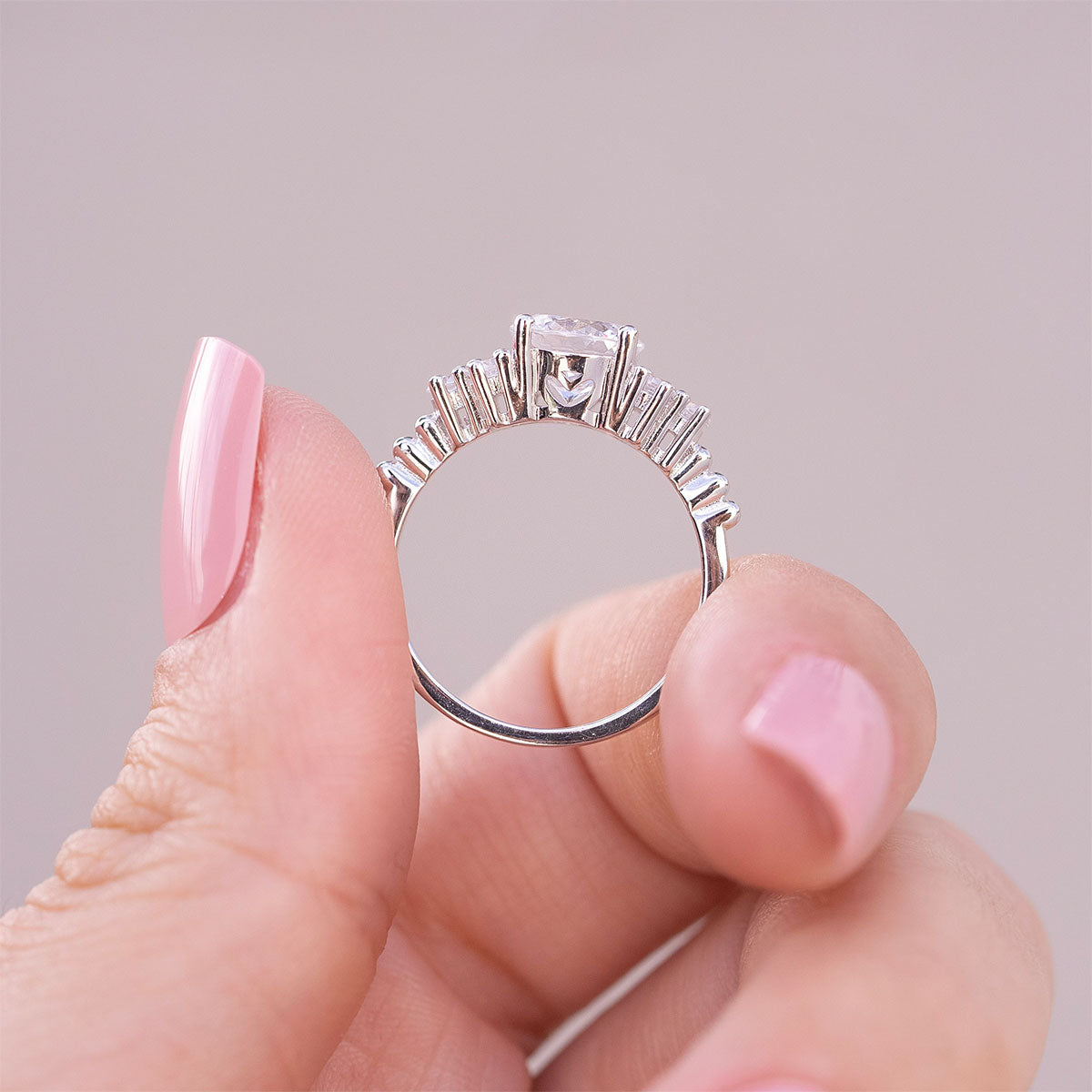 Round Cluster Lab Grown Diamond Engagement Ring