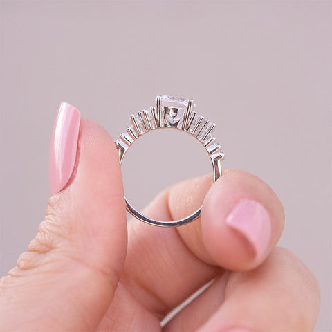 2.0 CT Round Cut Cluster Moissanite Engagement Ring 5 2.0 CT Round Cut Cluster Moissanite Engagement Ring 5