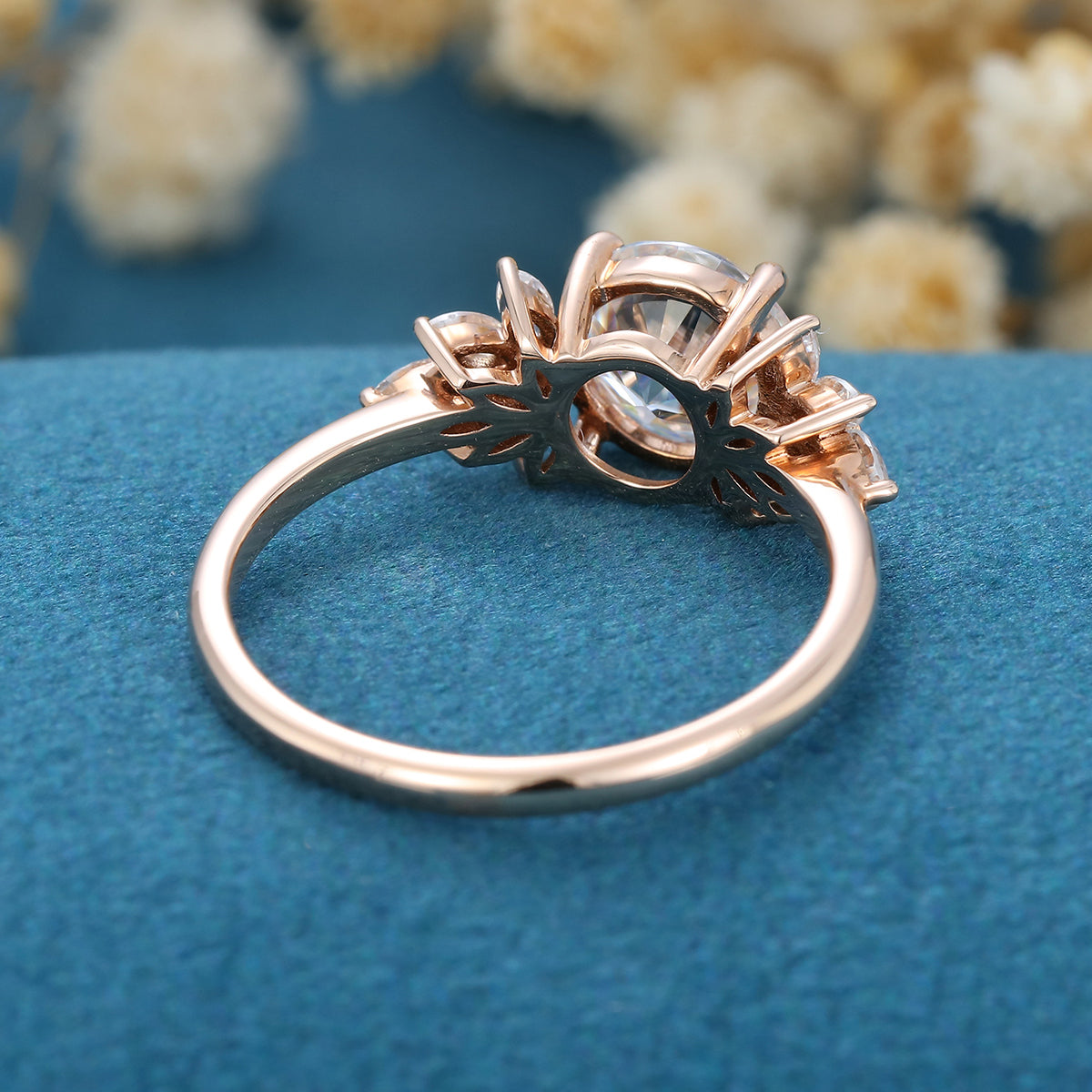Round Cluster Lab Grown Diamond Engagement Ring