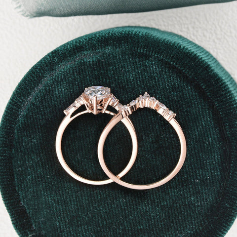 1.50 CT Pear Cut Cluster Moissanite Bridal Ring Set 7 1.50 CT Pear Cut Cluster Moissanite Bridal Ring Set 7