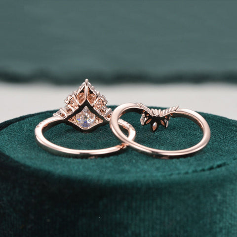1.50 CT Pear Cut Cluster Moissanite Bridal Ring Set 7 1.50 CT Pear Cut Cluster Moissanite Bridal Ring Set 7