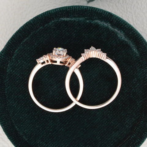 2.0 CT Oval Cut Cluster Halo Moissanite Bridal Ring Set 7 2.0 CT Oval Cut Cluster Halo Moissanite Bridal Ring Set 7
