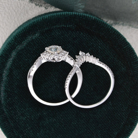 1.50 CT Pear Cut Twisted Art Deco Moissanite Bridal Ring Set 8 1.50 CT Pear Cut Twisted Art Deco Moissanite Bridal Ring Set 8