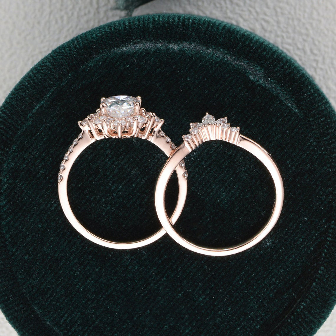 1.50 CT Pear Cut Cluster Moissanite Bridal Ring Set 8 1.50 CT Pear Cut Cluster Moissanite Bridal Ring Set 8