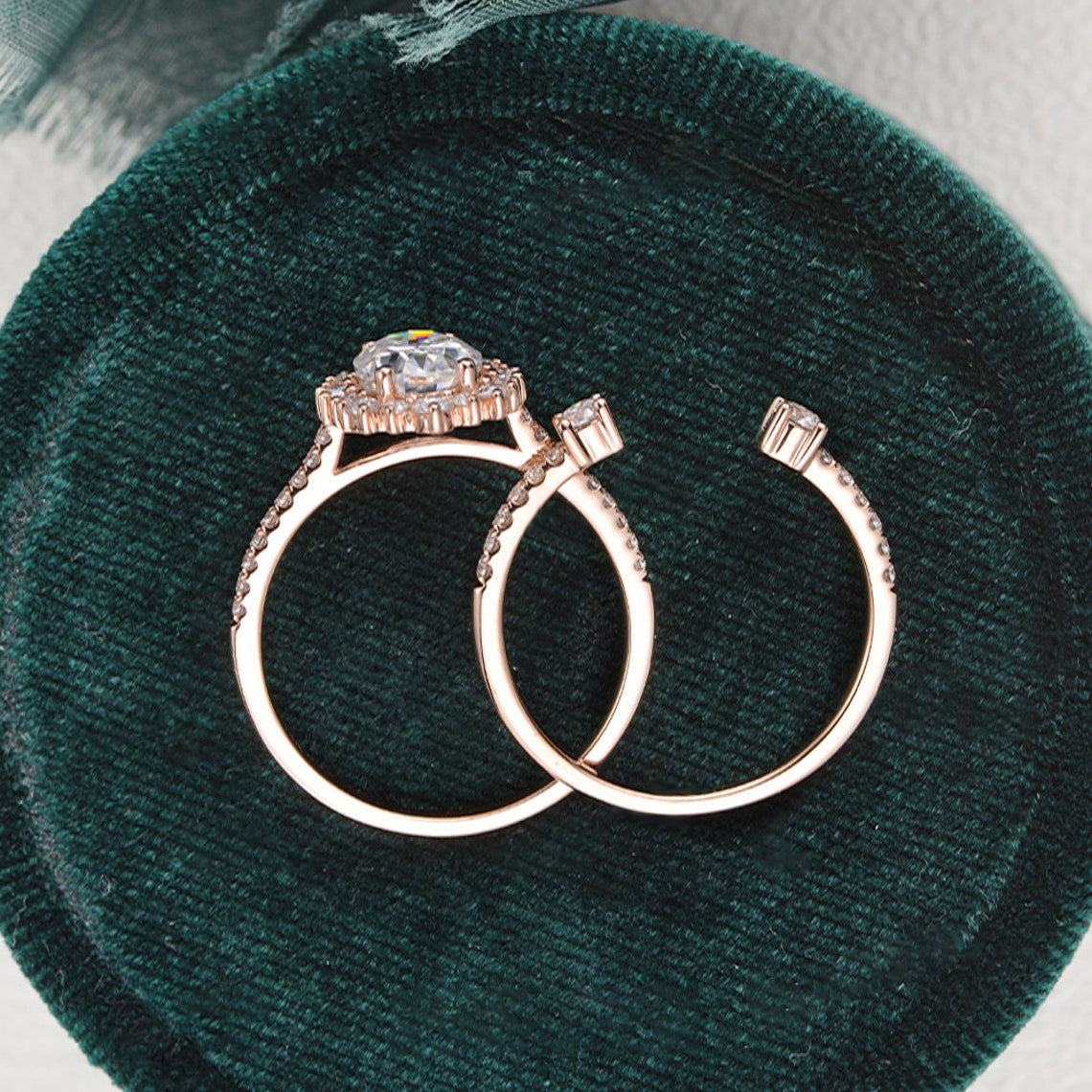 2.0 CT Oval Cut Halo Moissanite Bridal Ring Set 8 2.0 CT Oval Cut Halo Moissanite Bridal Ring Set 8