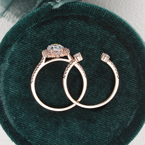 2.0 CT Oval Cut Halo Moissanite Bridal Ring Set 8 2.0 CT Oval Cut Halo Moissanite Bridal Ring Set 8