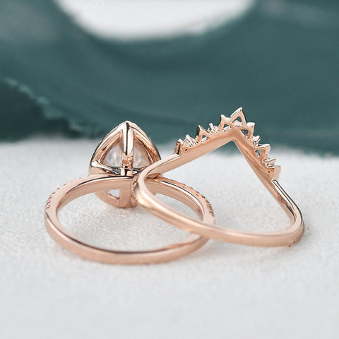 1.50 CT Pear Cut Halo Moissanite Bridal Ring Set 8 1.50 CT Pear Cut Halo Moissanite Bridal Ring Set 8