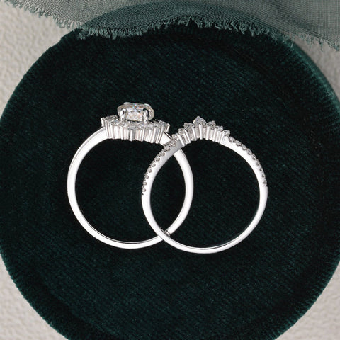1.50 CT Oval Cut Cluster Art Deco Moissanite Bridal Ring Set 8 1.50 CT Oval Cut Cluster Art Deco Moissanite Bridal Ring Set 8