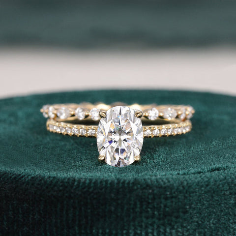 1.50 CT Oval Cut Solitaire Moissanite Bridal Ring Set 3 1.50 CT Oval Cut Solitaire Moissanite Bridal Ring Set 3