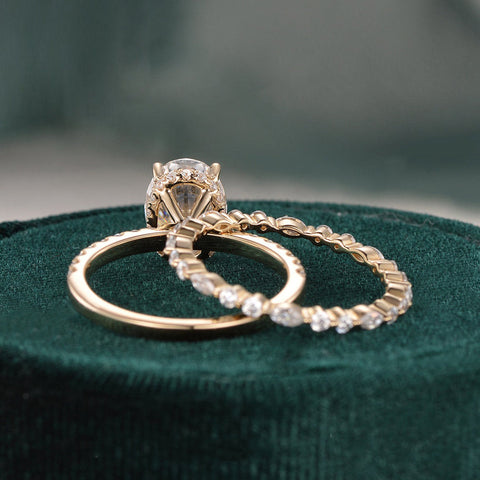 2.0 CT Oval Cut Solitaire Moissanite Bridal Ring Set 9 2.0 CT Oval Cut Solitaire Moissanite Bridal Ring Set 9