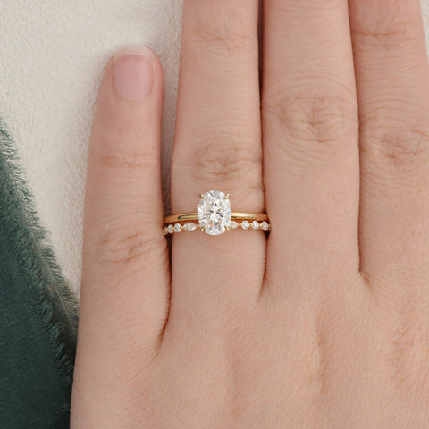 1.50 CT Oval Cut Solitaire Moissanite Bridal Ring Set 2 1.50 CT Oval Cut Solitaire Moissanite Bridal Ring Set 2
