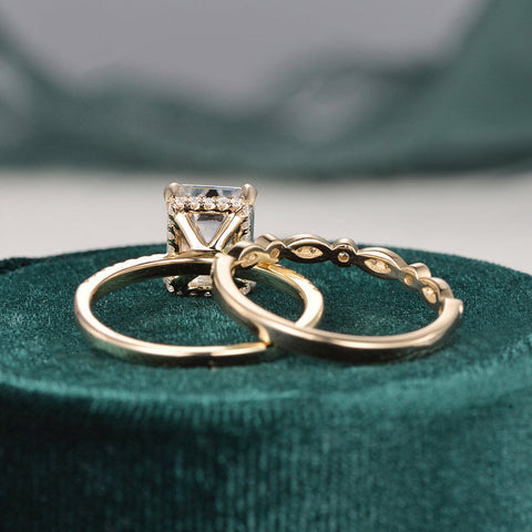 2.50 CT Emerald Cut Solitaire Style Moissanite Bridal Ring Set 8 2.50 CT Emerald Cut Solitaire Style Moissanite Bridal Ring Set 8