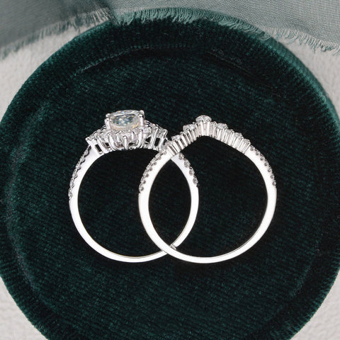 1.50 CT Pear Cut Cluster Moissanite Bridal Ring Set 8 1.50 CT Pear Cut Cluster Moissanite Bridal Ring Set 8