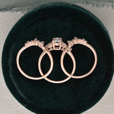 1.0 CT Oval Cut Cluster Moissanite Bridal Ring Set 7 1.0 CT Oval Cut Cluster Moissanite Bridal Ring Set 7