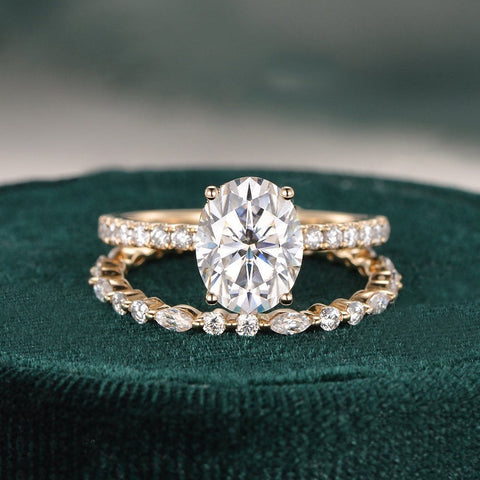 2.0 CT Oval Cut Solitaire Moissanite Bridal Ring Set 1 2.0 CT Oval Cut Solitaire Moissanite Bridal Ring Set 1