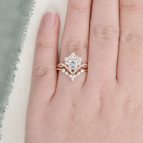 1.50 CT Oval Cut Twisted Art Deco Moissanite Bridal Ring Set 2 1.50 CT Oval Cut Twisted Art Deco Moissanite Bridal Ring Set 2