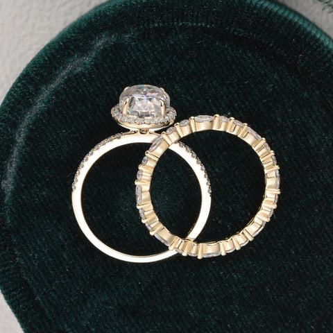 2.0 CT Oval Cut Halo Moissanite Bridal Ring Set 9 2.0 CT Oval Cut Halo Moissanite Bridal Ring Set 9